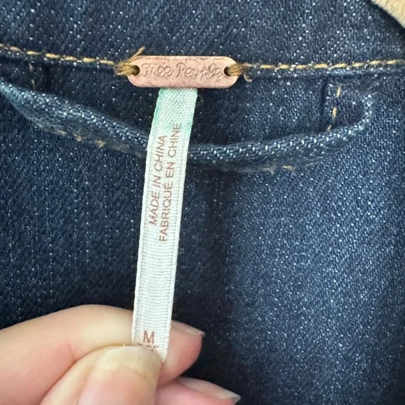 Free People Denim Jean Belted Trench Coat Jacket in Indigo M - Picture 7 of 12